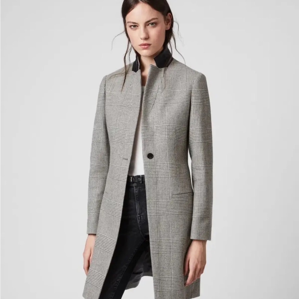 Allsaints Women's Gray Plaid Coat